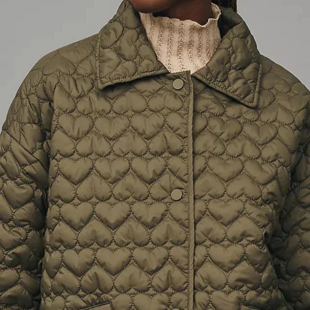Jacket - Quilted Polyester Blend Heart Detail And Warmth