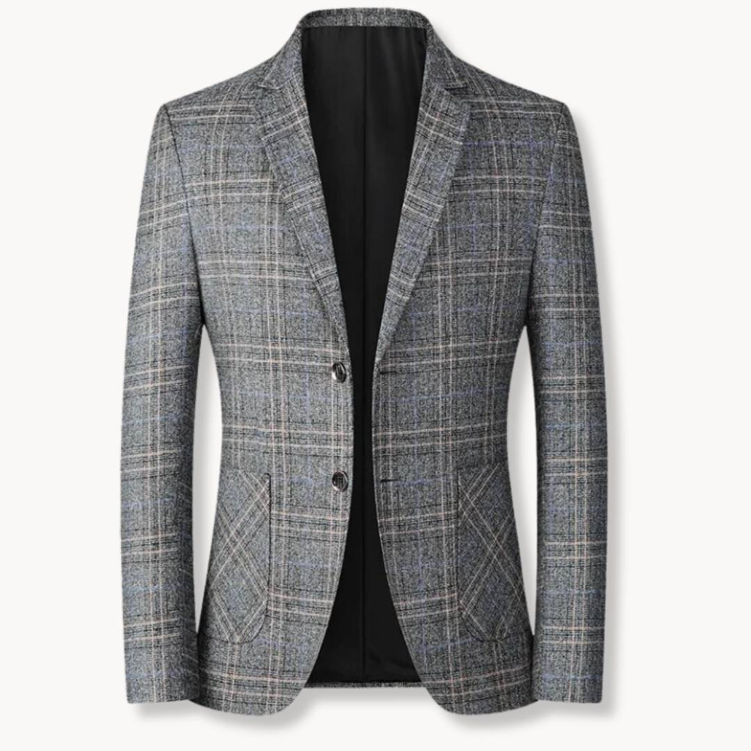 Jacket – Soft-Blend Tweed Plaid & Structured Shape Fit