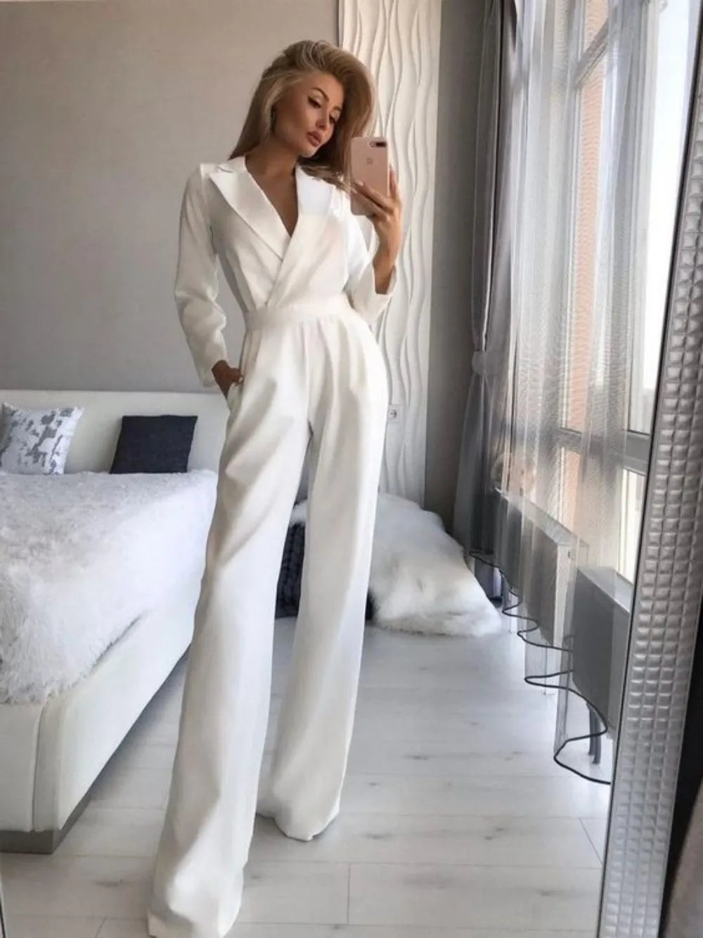 Jumpsuit - V Neck And Tailored Waist For Natural Movement