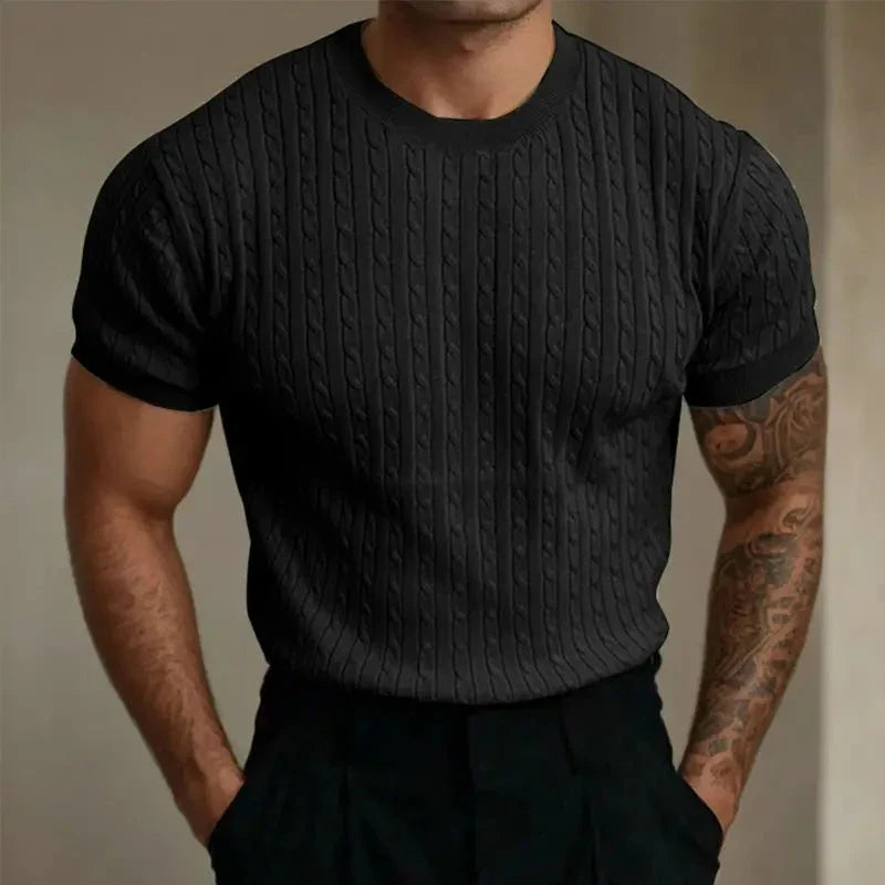 Knit Blend T Shirt - Textured Knit & Tailored Shape