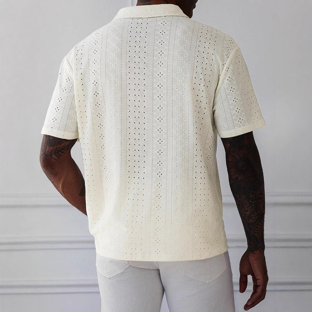 Knit Polo - Jacquard Lace Front & Breathable Airflow