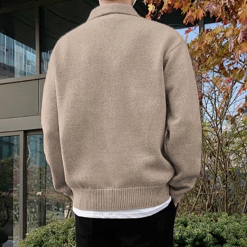 Knit Polo Shirt - Button Collar & Soft Blend Warmth