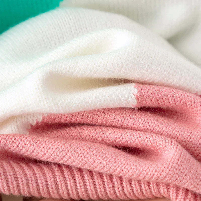 Knit Pullover - Striped Front & Soft Blend For Comfort
