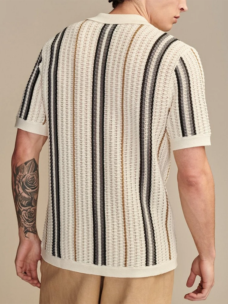 Knit Short Sleeve Shirt - Textured Knit And Breathable Fit