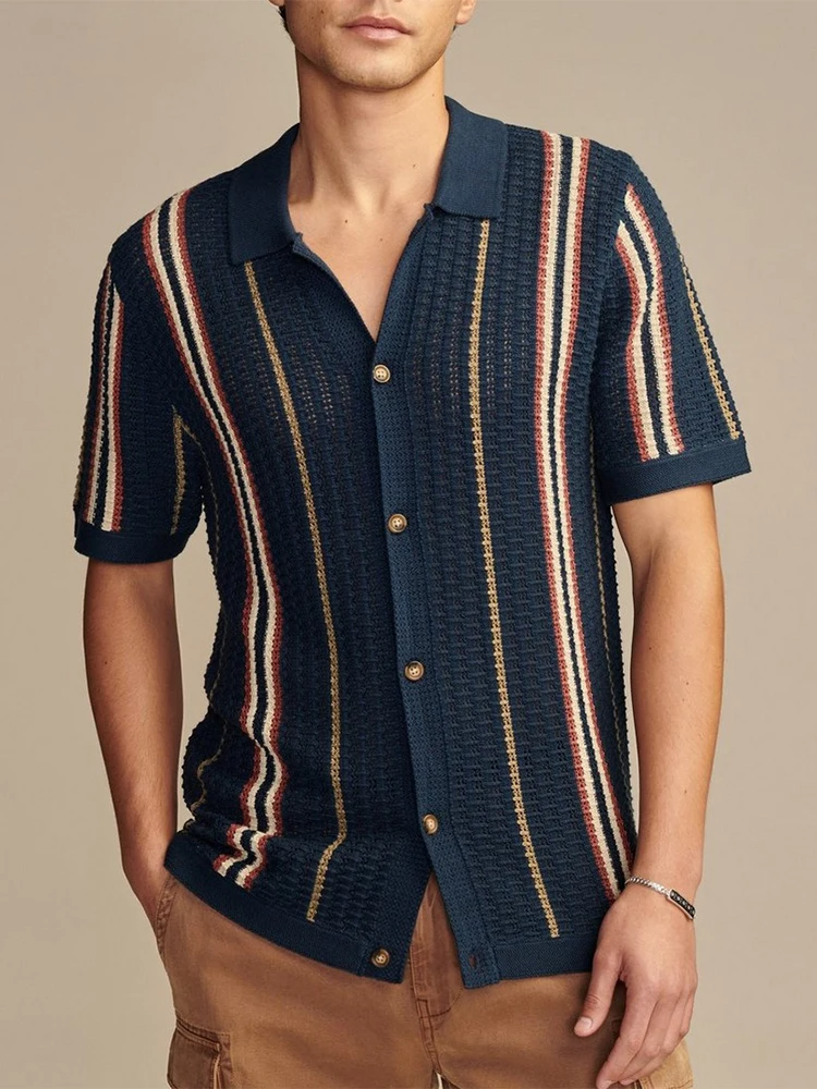 Knit Short Sleeve Shirt - Textured Knit And Breathable Fit