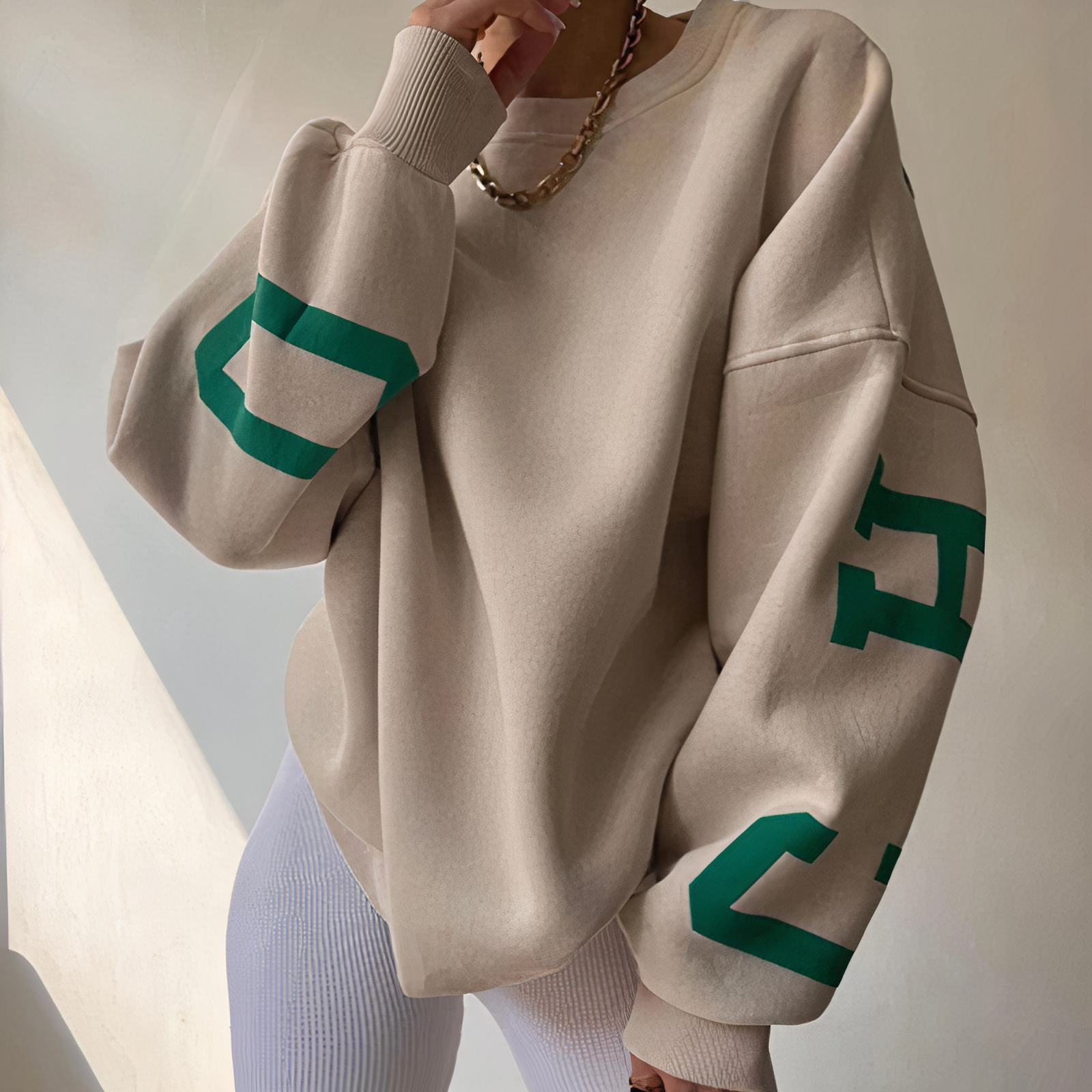 Knit Sweater - Crew Neck, Dropped Shoulders & Roomy Fit