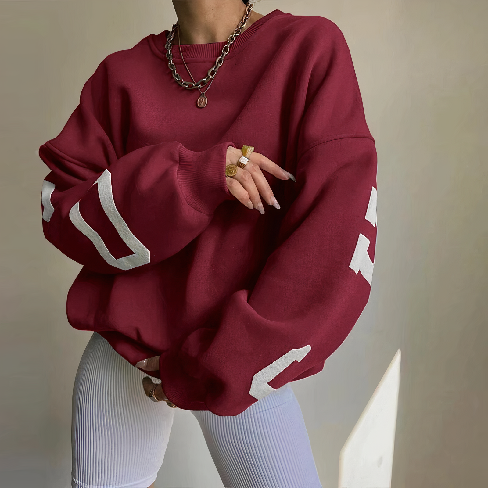 Knit Sweater - Crew Neck, Dropped Shoulders & Roomy Fit