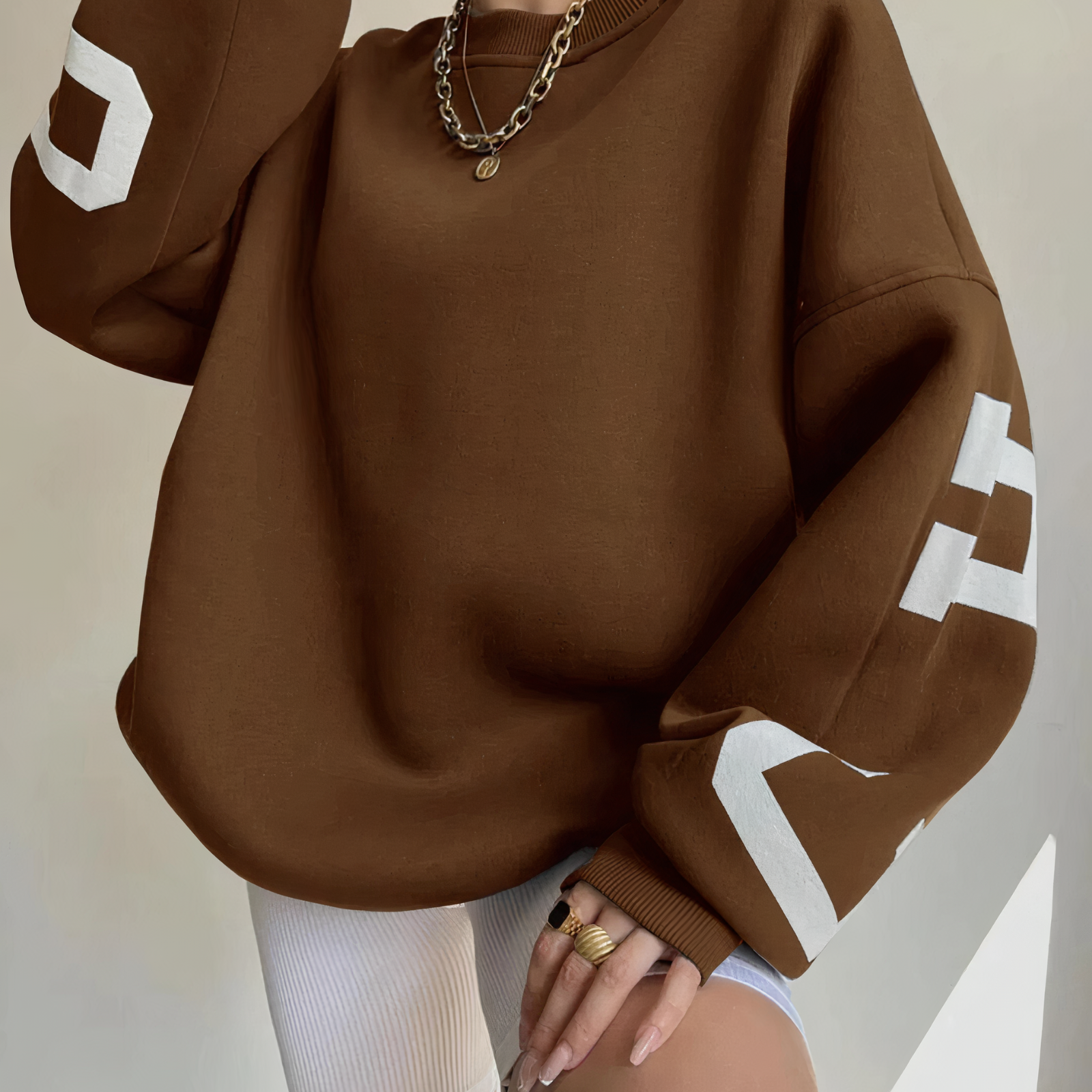 Knit Sweater - Crew Neck, Dropped Shoulders & Roomy Fit