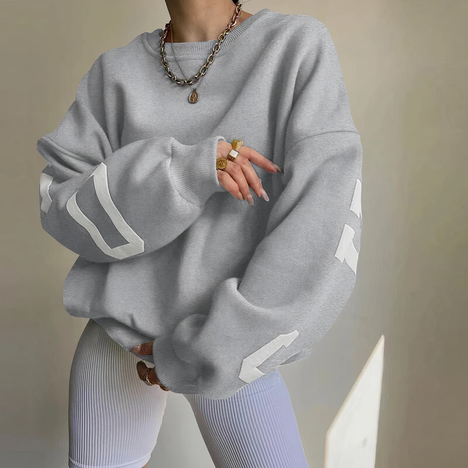 Knit Sweater - Crew Neck, Dropped Shoulders & Roomy Fit