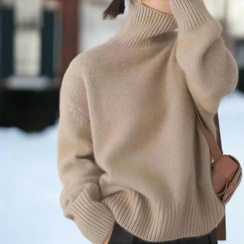 Knit Sweater – High Neck & Smooth Drape For Warmth