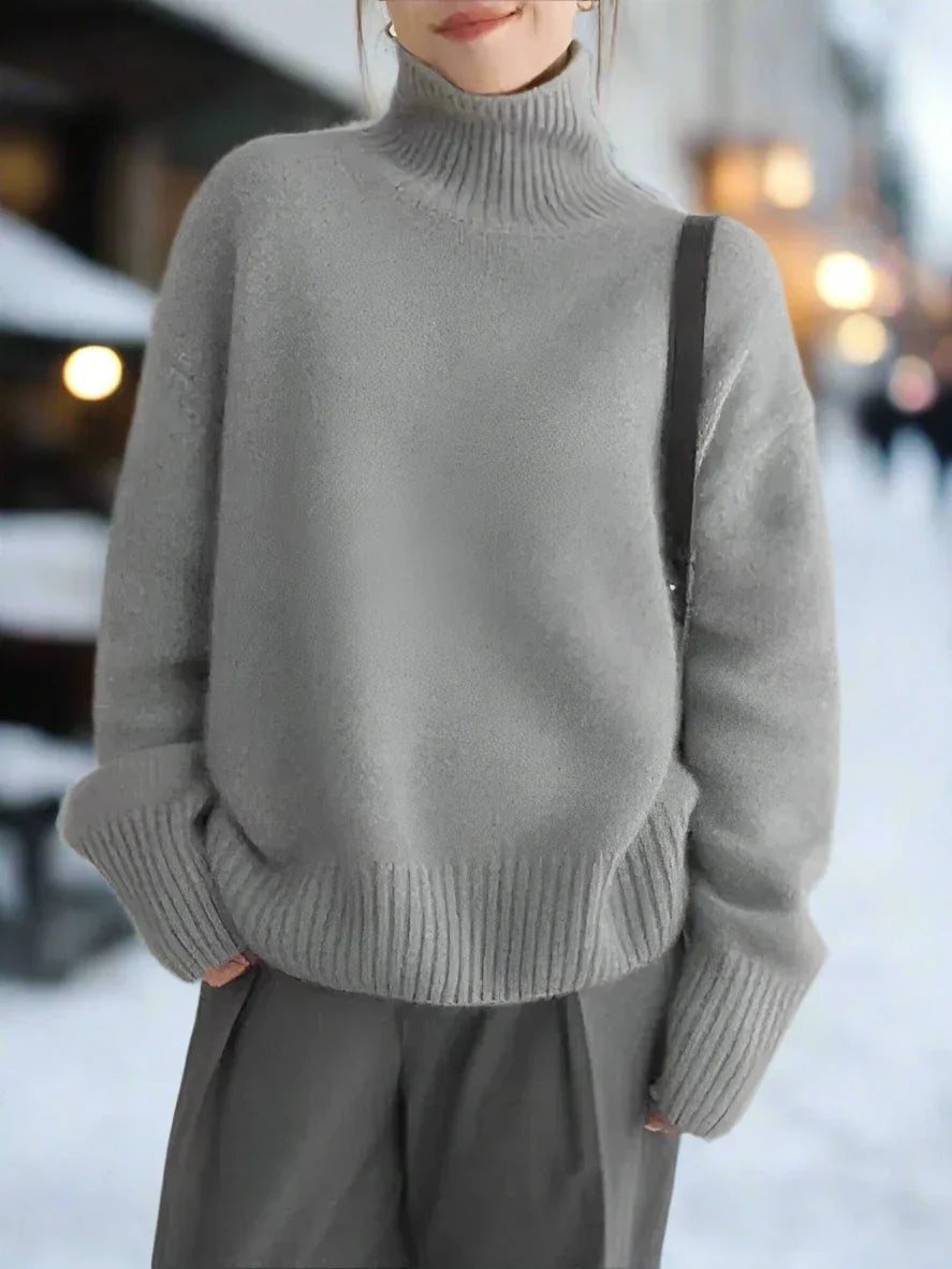 Knit Sweater – High Neck & Smooth Drape For Warmth