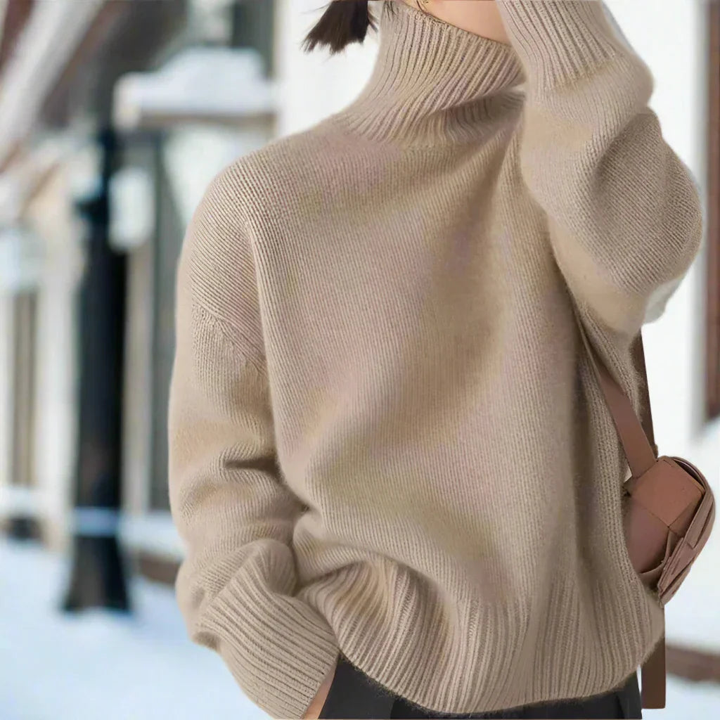 Knit Sweater – High Neck & Smooth Drape For Warmth