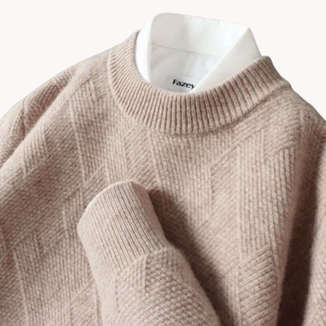 Knit Sweater - Natural Viscose Jacquard & Breathable Drape