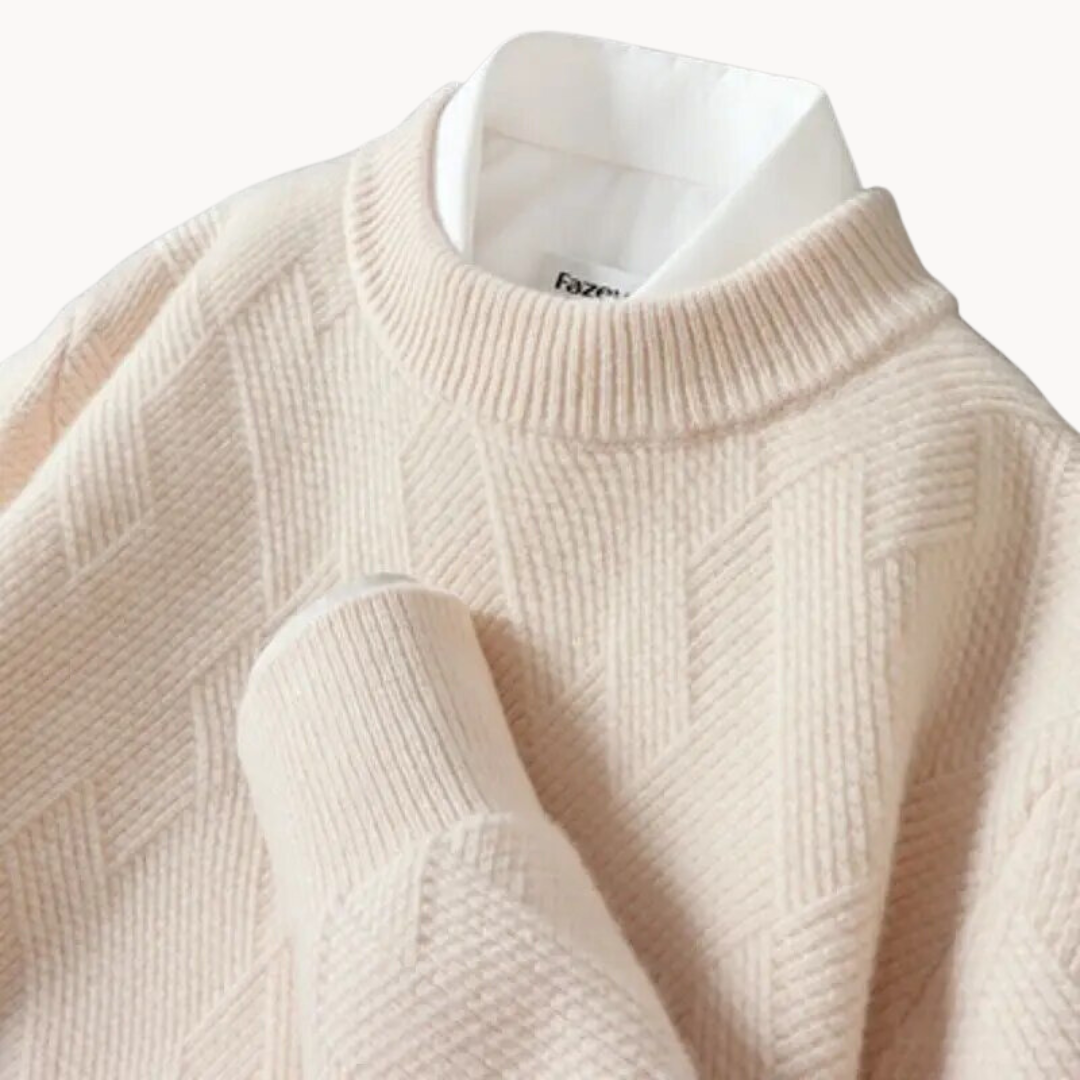 Knit Sweater - Natural Viscose Jacquard & Breathable Drape