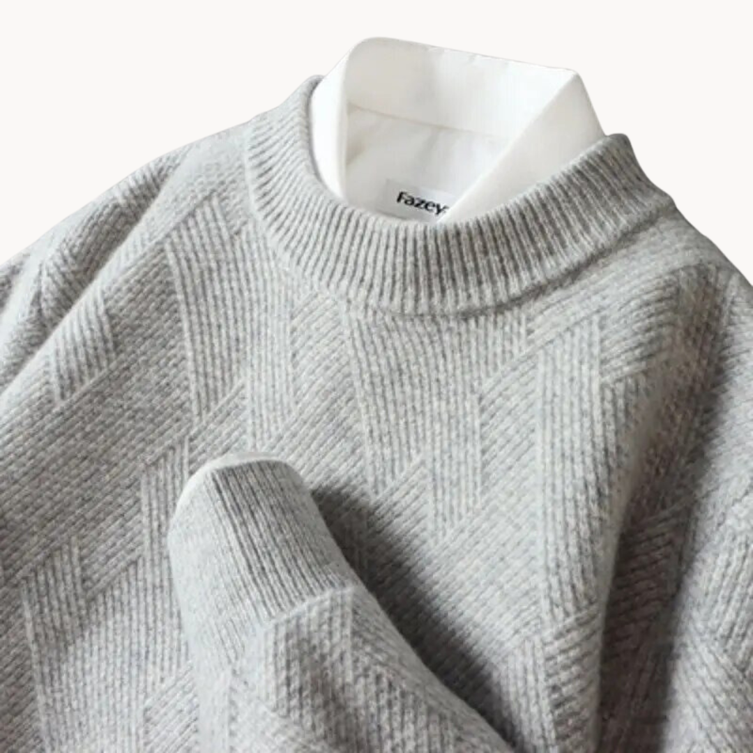 Knit Sweater - Natural Viscose Jacquard & Breathable Drape