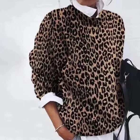 Knit Sweater Polyester Blend – Floral Print & Easy Layer