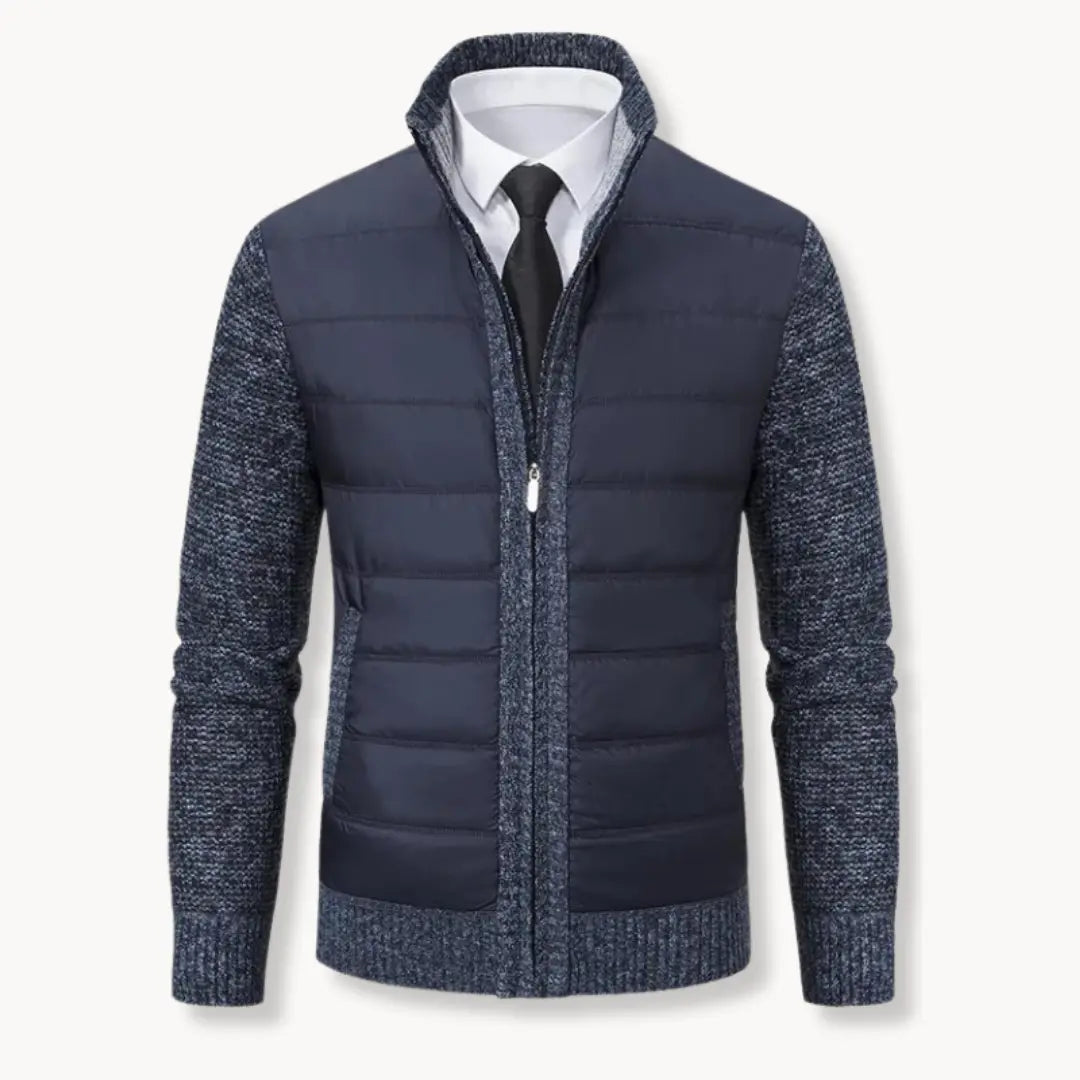 Knit Sweater - Zip Front And Ribbed Trim For Easy Wear