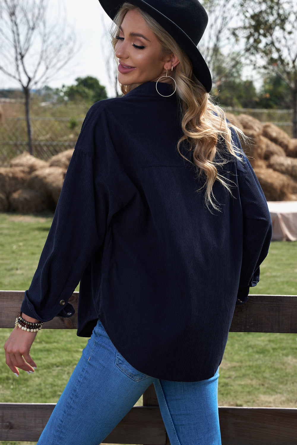Women's Corduroy Shirt Plus Size Tops-3