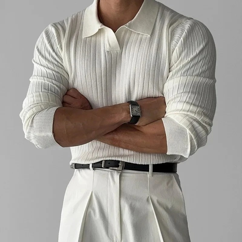 Long Sleeve Polo - V Neck Collar & Easy Movement Support