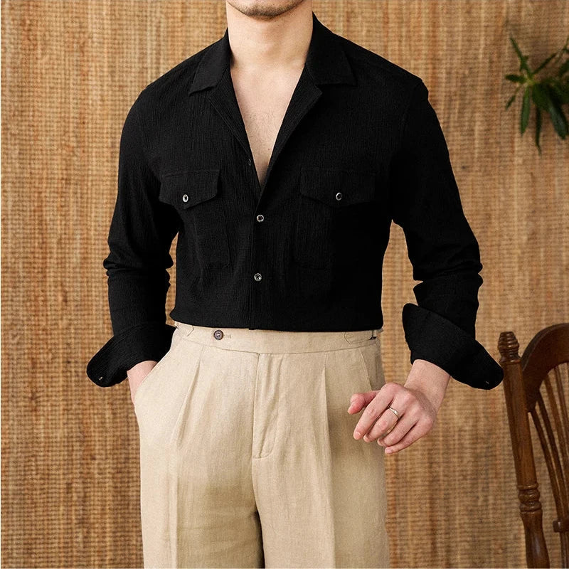 Long Sleeve Shirt - Structured Front & Chest Pocket Storage