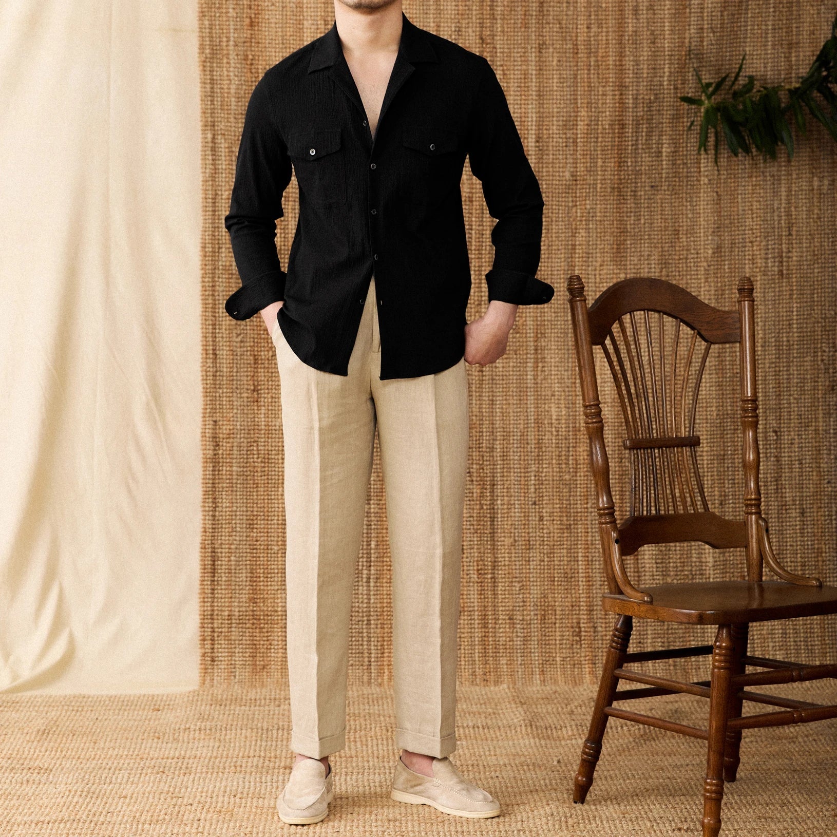 Long Sleeve Shirt - Structured Front & Chest Pocket Storage