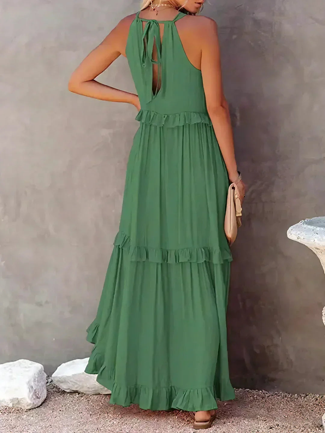 Maxi Dress - Flowy Ruffle Shape & Breathable Light Feel