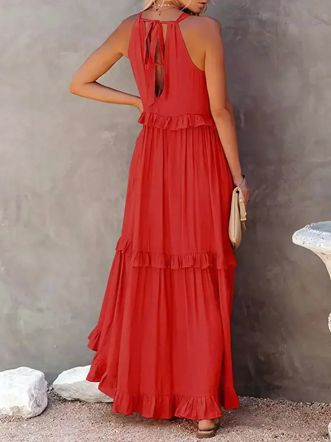 Maxi Dress - Flowy Ruffle Shape & Breathable Light Feel