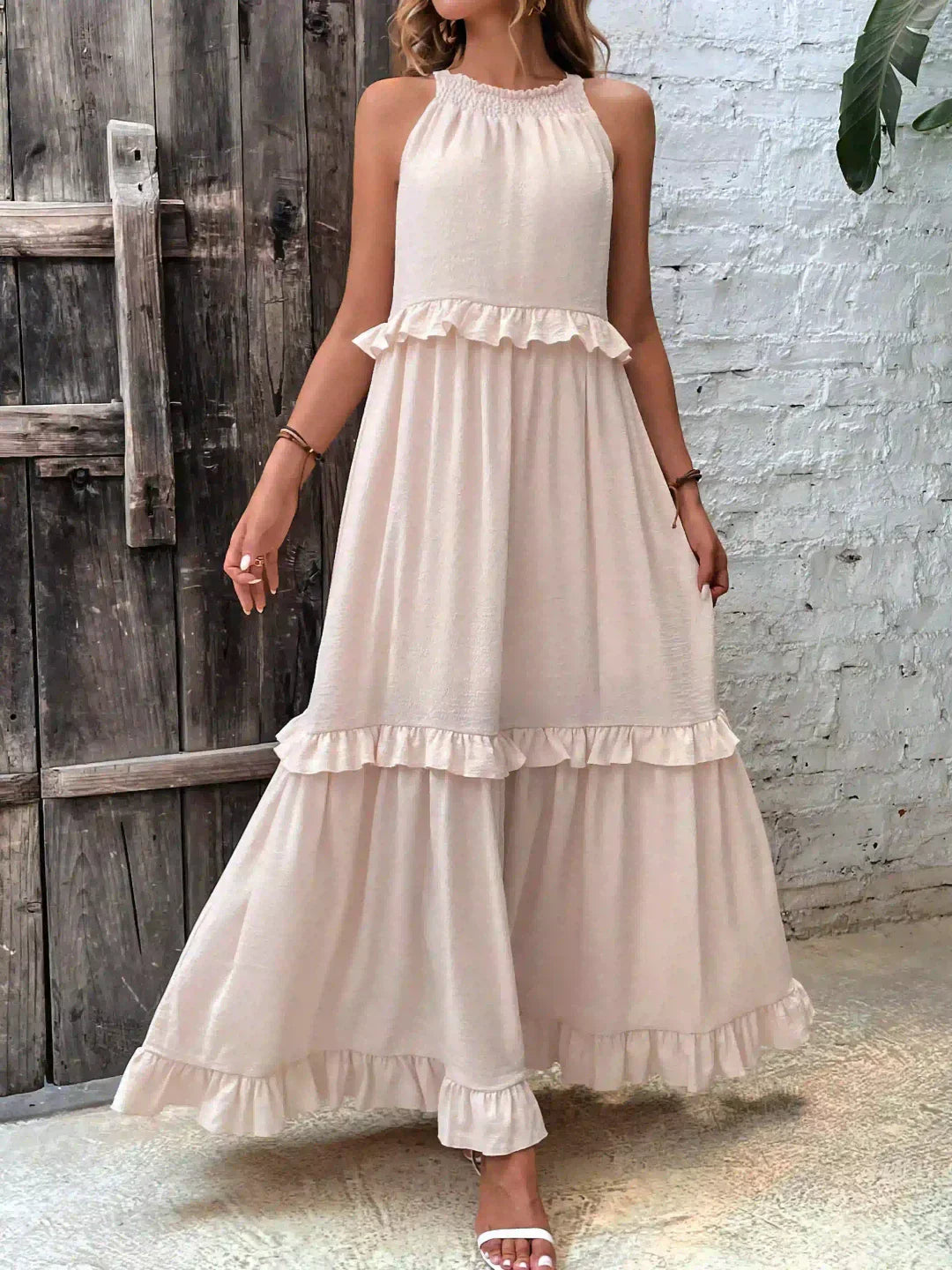 Maxi Dress - Flowy Ruffle Shape & Breathable Light Feel