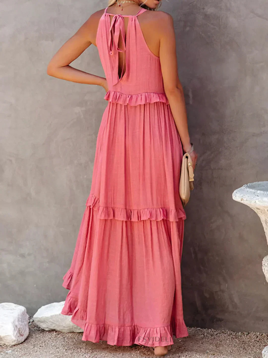 Maxi Dress - Flowy Ruffle Shape & Breathable Light Feel