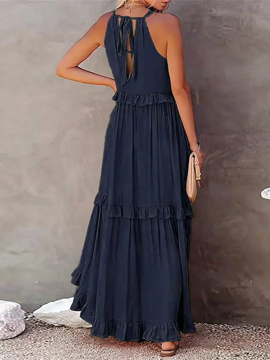 Maxi Dress - Flowy Ruffle Shape & Breathable Light Feel