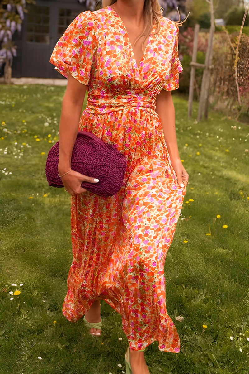 Maxi Dress - Lightweight Blend & Floral Print Comfort