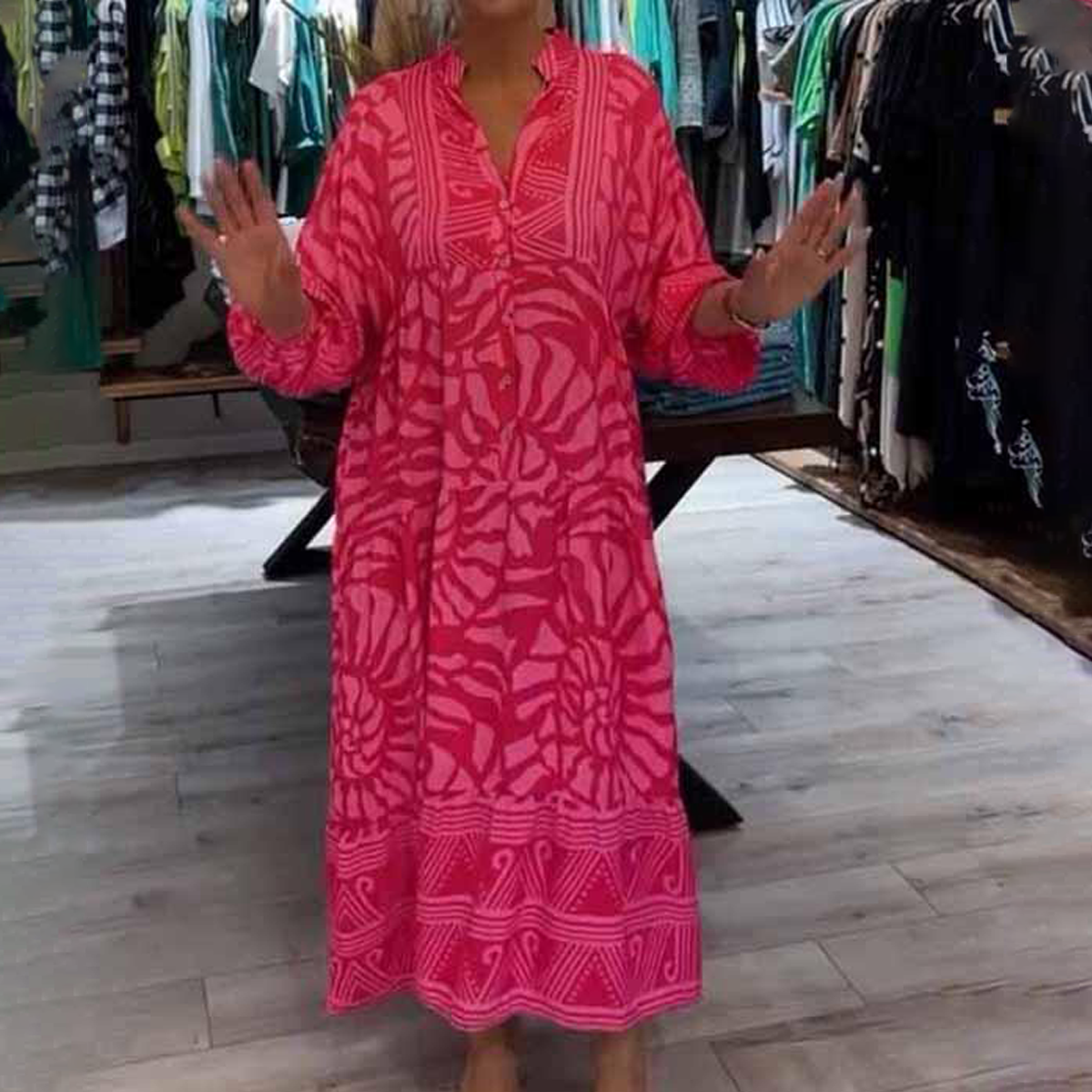 Maxi Dress - Long Skirt And Loose Cut For Easy Movement