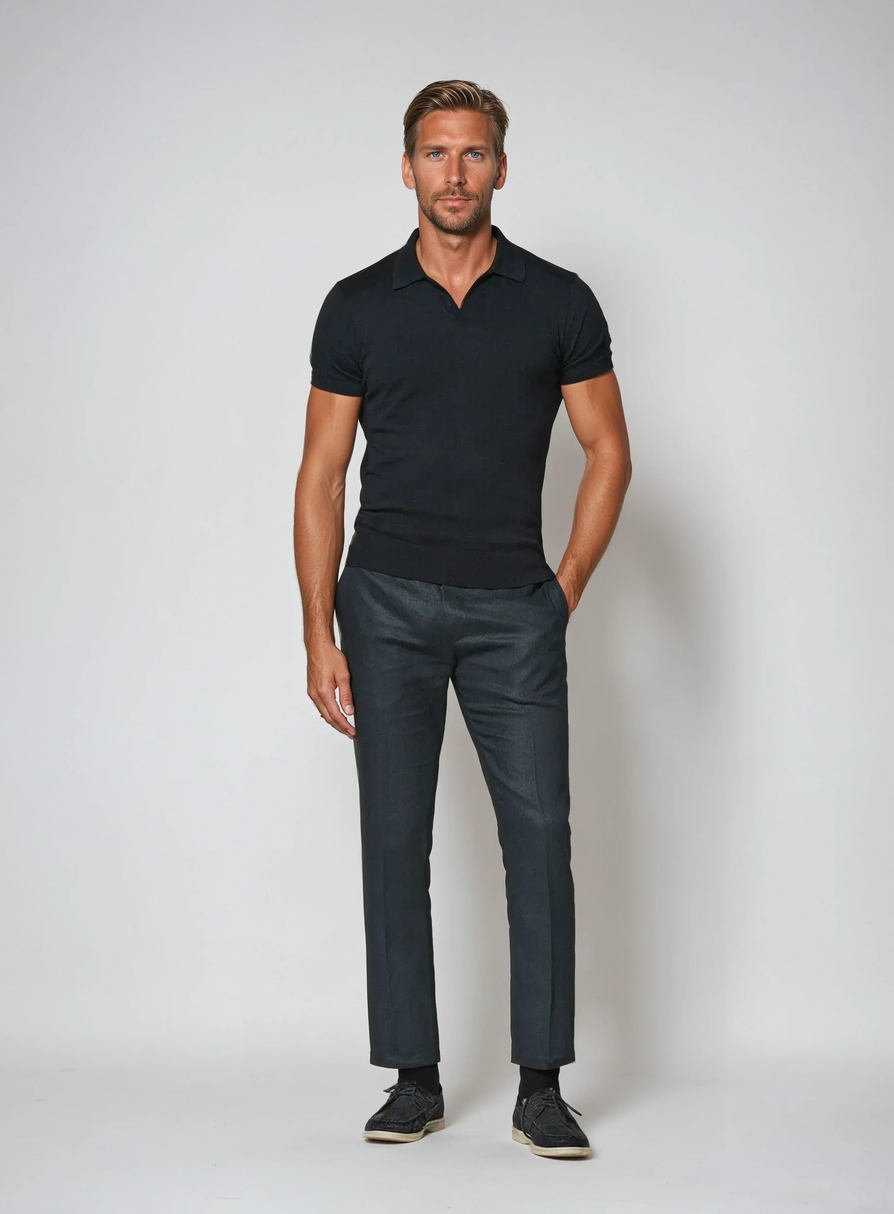 Men's Buttonless Knitted Polo Shirt 2