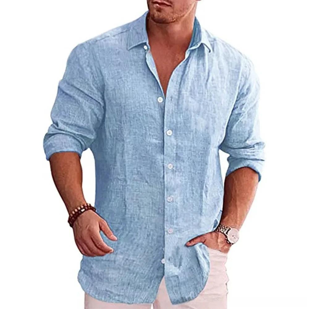 Men's Casual Autumn Shirt with Turn-Down Collar 0