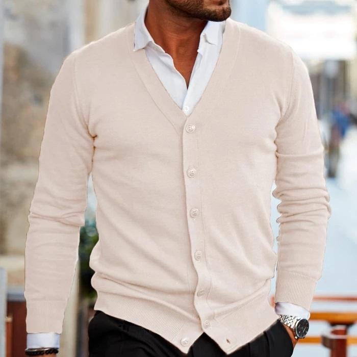 Men's Casual Cardigan with V-Neck Design 3