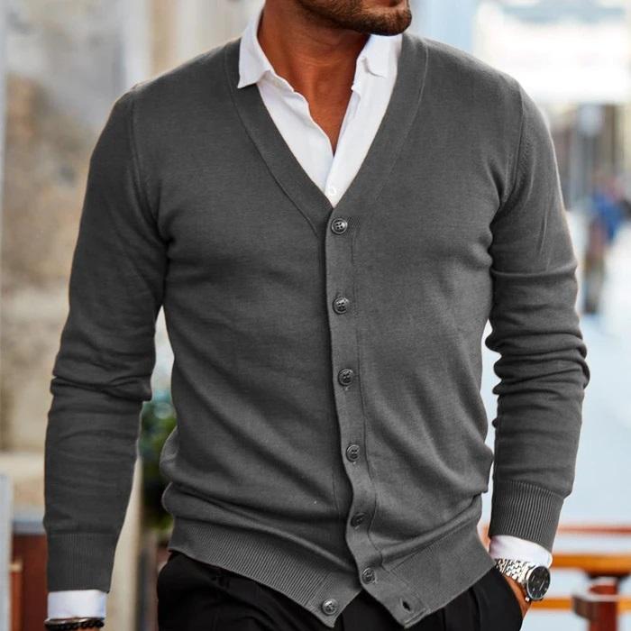 Men's Casual Cardigan with V-Neck Design 4
