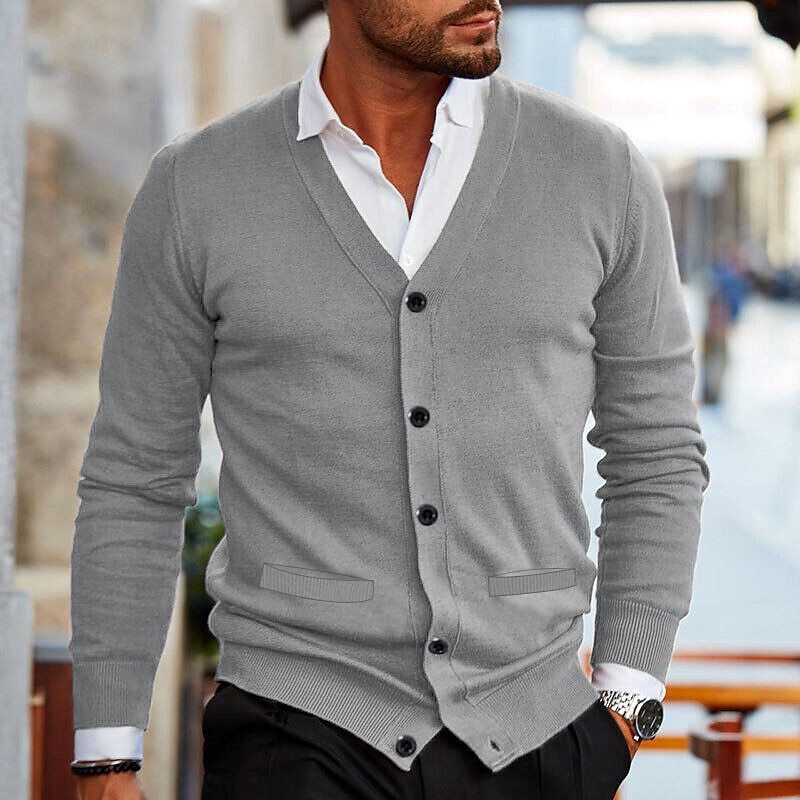 Men's Casual Cardigan with V-Neck Design 5