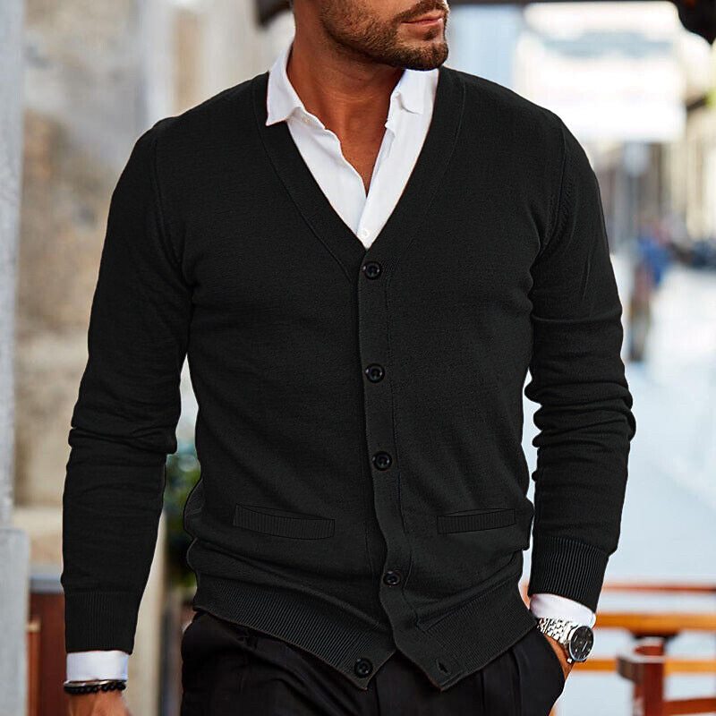 Men's Casual Cardigan with V-Neck Design 6