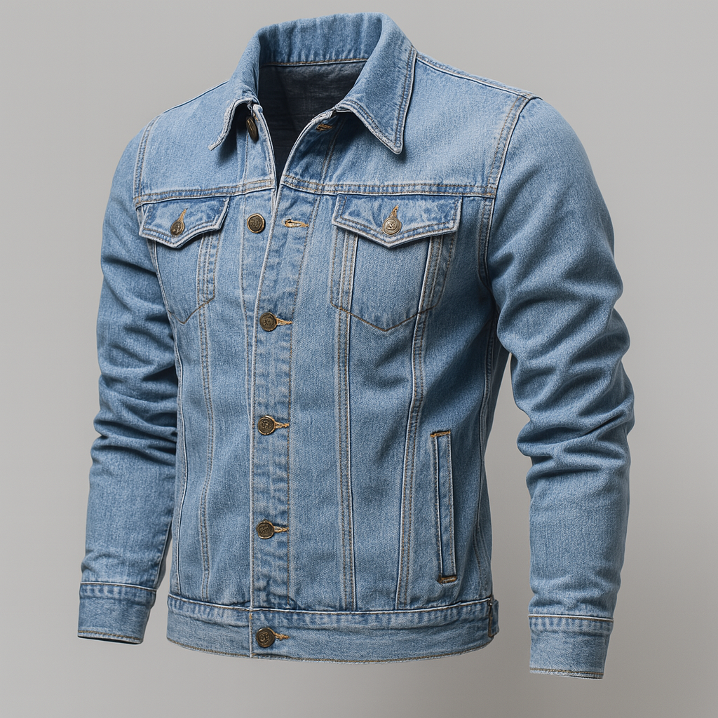 Men's Classic Denim Trucker Jacket for Casual Layering 1