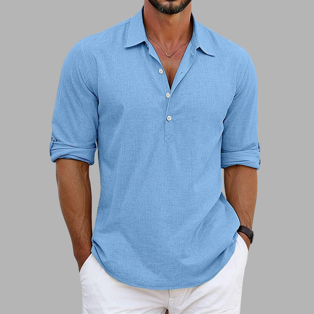 Men's Linen Blend Dress Shirt - Elegant Summer Style 0