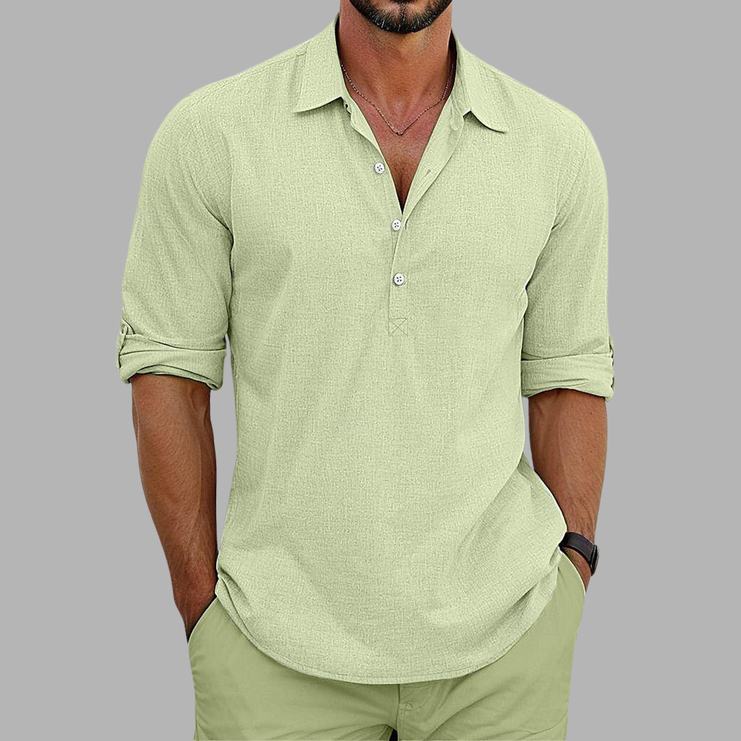 Men's Linen Blend Dress Shirt - Elegant Summer Style 1