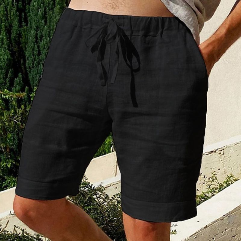 Men's Linen Casual Shorts with Elastic Waistband 2