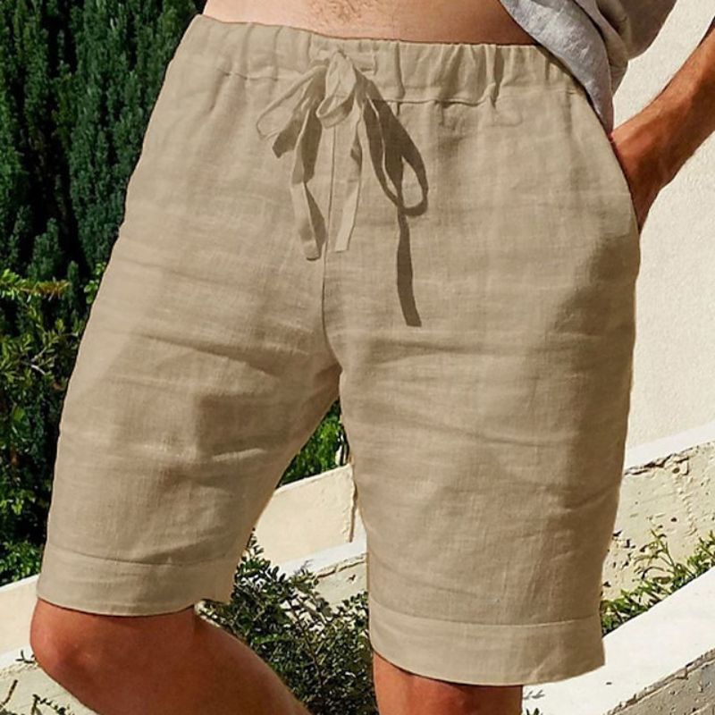 Men's Linen Casual Shorts with Elastic Waistband 3
