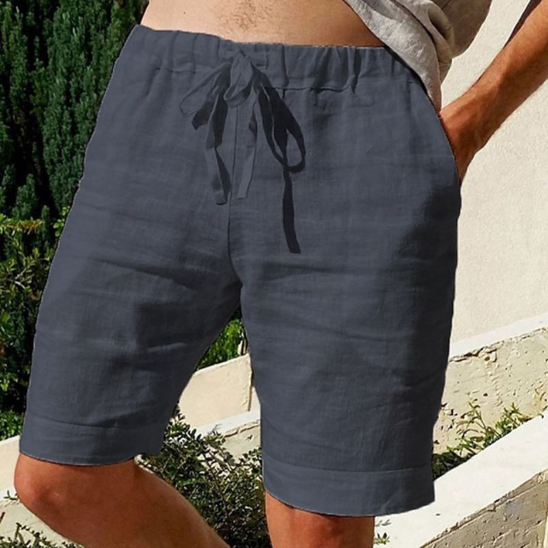 Men's Linen Casual Shorts with Elastic Waistband 4