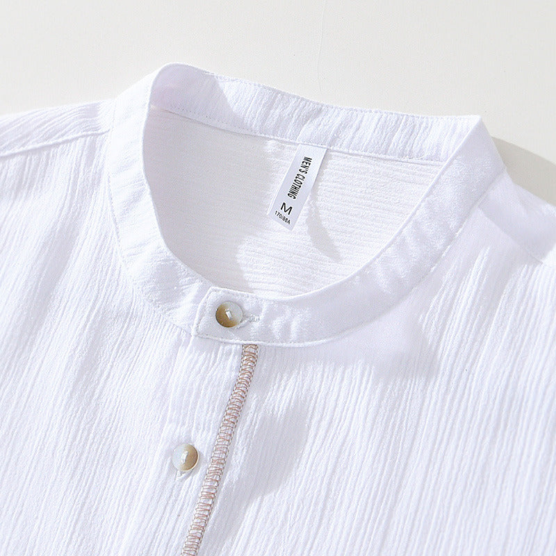 Men's Linen Half-Open Short-Sleeved Shirt 1