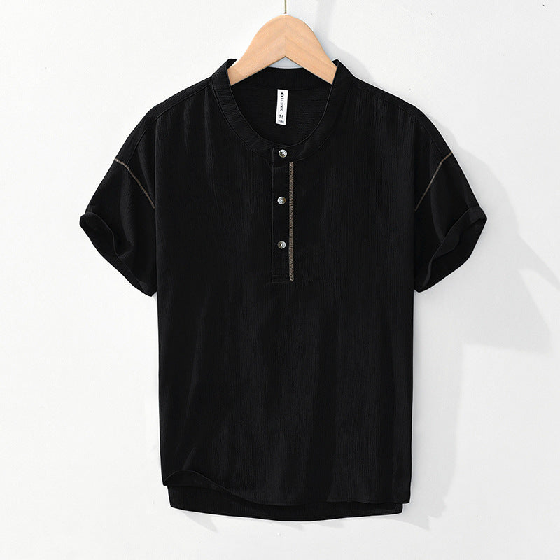 Men's Linen Half-Open Short-Sleeved Shirt 10