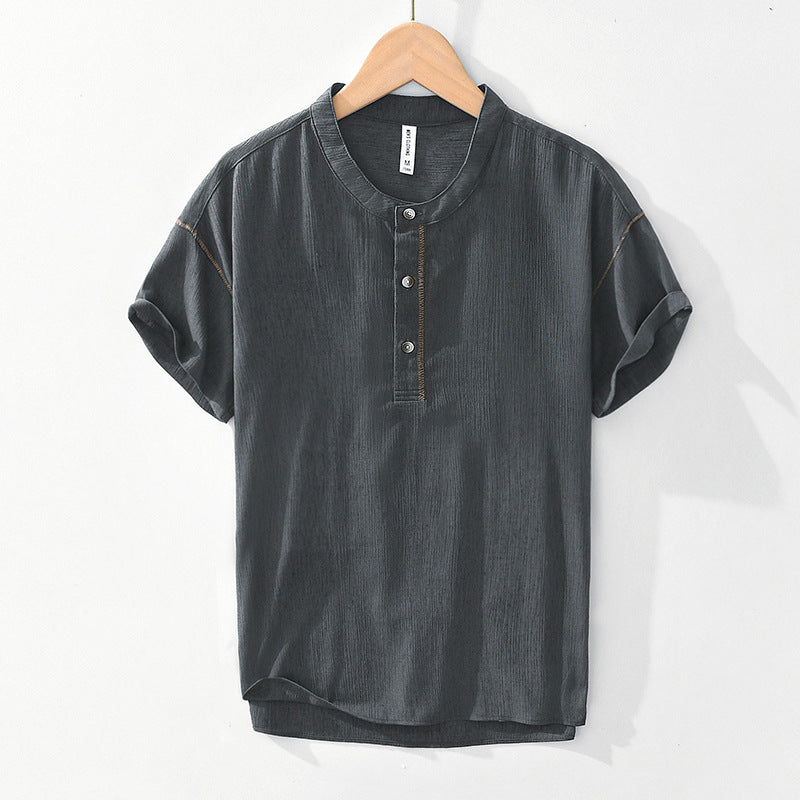 Men's Linen Half-Open Short-Sleeved Shirt 9