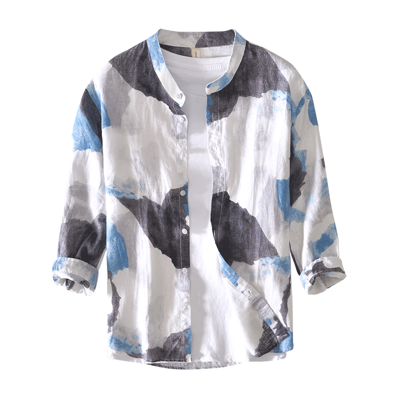 Men's Linen Printed Half-Sleeve Shirt 0