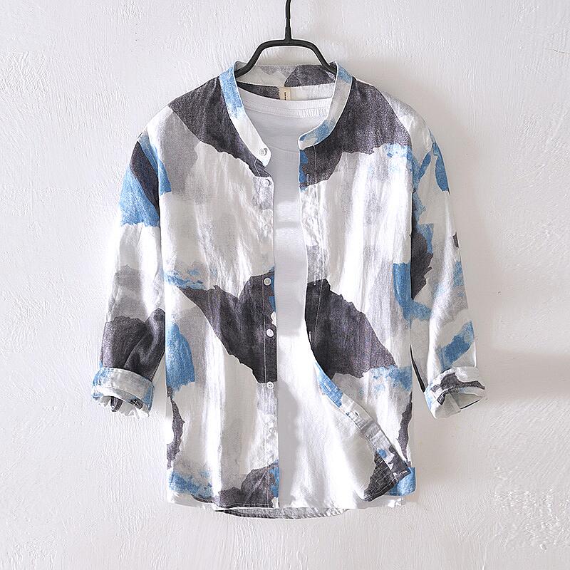 Men's Linen Printed Half-Sleeve Shirt 1