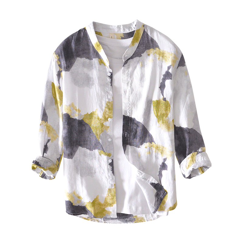 Men's Linen Printed Half-Sleeve Shirt 9
